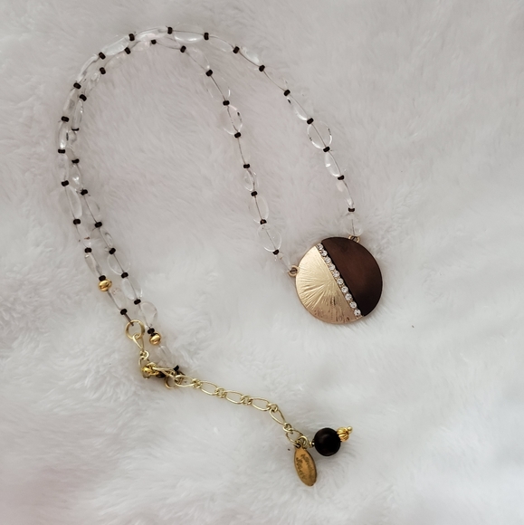 HANDMADE Wood, Gold and Crystal necklace!! - Picture 4 of 4